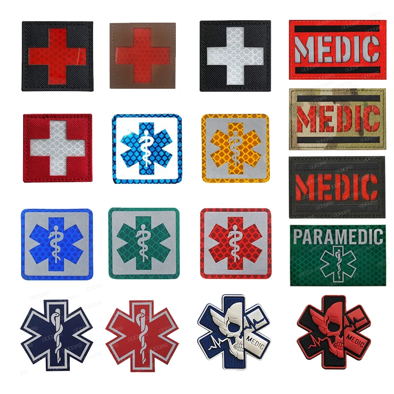 Patch Tattica Ricamata Multicam MEDIC EMS, Paramedico Da Combattimento, Morale Patch, 5.1 X 8.3 Cm, Con Velcro