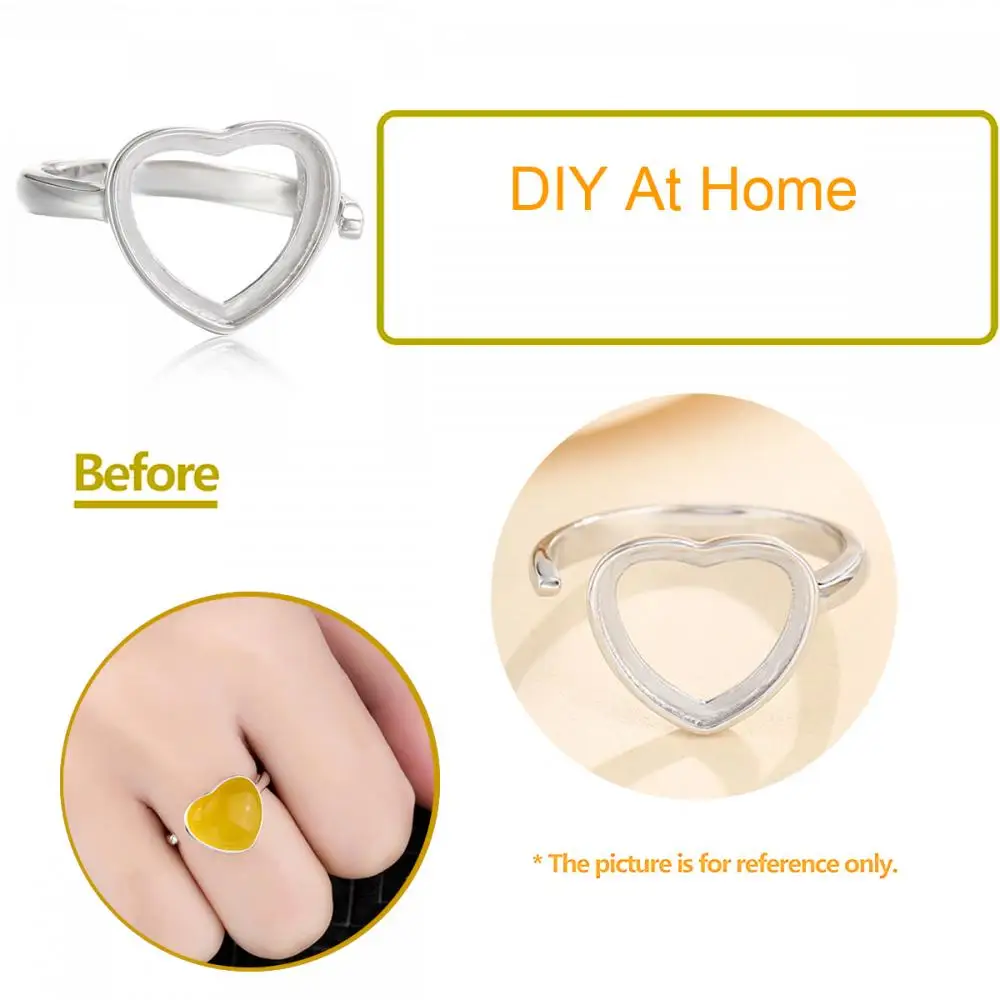 Solid 925 Sterling Silver Adjustable Ring Blank for 11mm Heart Bezel Cabochon Setting Ring DIY Jewelry Craft Making