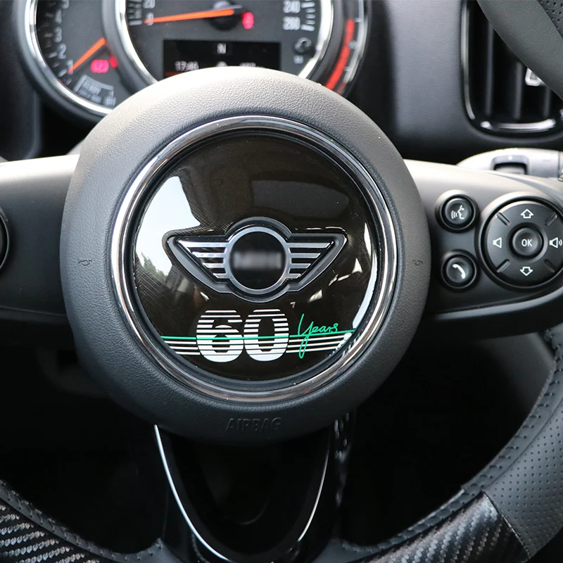 Car 60th Anniversary Steering Wheel Sticker For BMW MINI Cooper S JCW F54 F55 F56 F60 Clubman Car Accessories interior styling