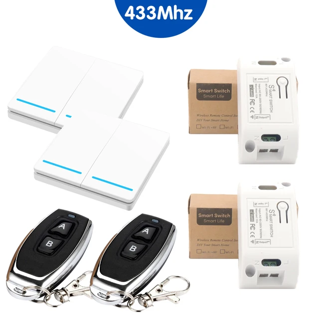 Wireless Smart Light Switch RF 433MHz Remote Control Switch AC 95-250V 10A Module 86 Wall Panel for Bedroom,Gallery Lights Lamp 2R 2WP042 2kt05