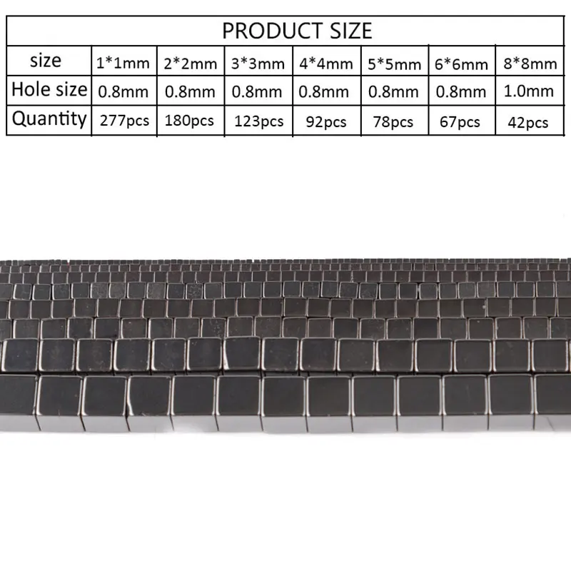 Natural Beads Black Hematite Cube Beads For Jewelry Making 15