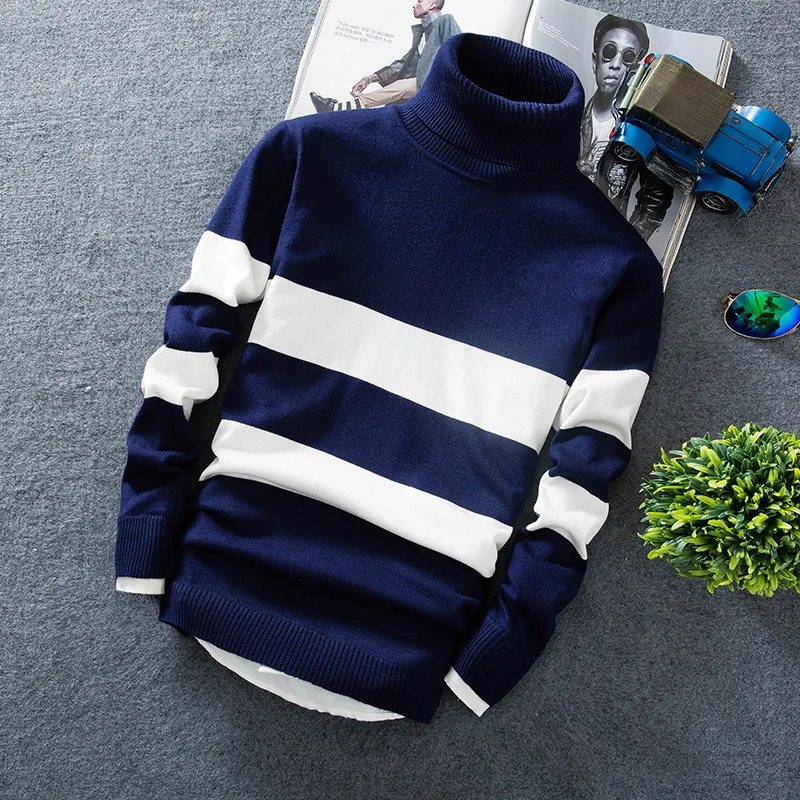 Casual Men's Knitted  Cashmere Pullover Men 2019 New Fashion Turtleneck Thin Sweater Autumn Mens Sweaters Tops