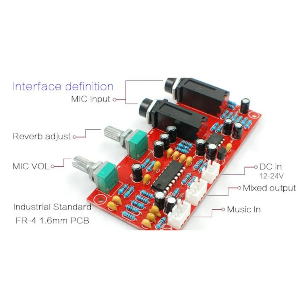Кастаньеты Pt2399 Ne5532 микрофон для караоке усилитель звука плата ревербератор усилитель доска с блоком питания постоянного тока для спереди Панель(жидкокристаллический дисплей) 9-24v