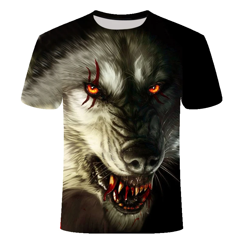 

2019Men clothes 3D t shirt printed wolf T-shirt animal head cool top fashion costume hip-hop short sleeve men's funny shirts 6XL