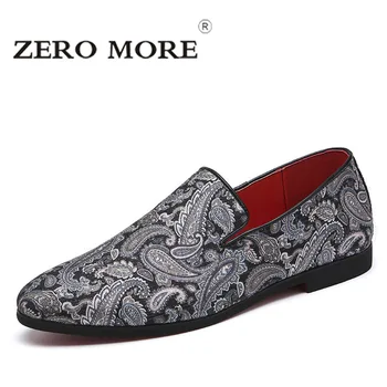 

ZERO MORE Canvas Men Loafers Classic Design Flower Embroidery Canvas Flower Slip On Men Shoes Casual Shoes Large Size Hot Sales