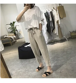 

Pure Color Pockets Lace Up Women Harem Pants Fashion High Waist Ankle-Length Oversized Loose Harajuku Joggers Pants