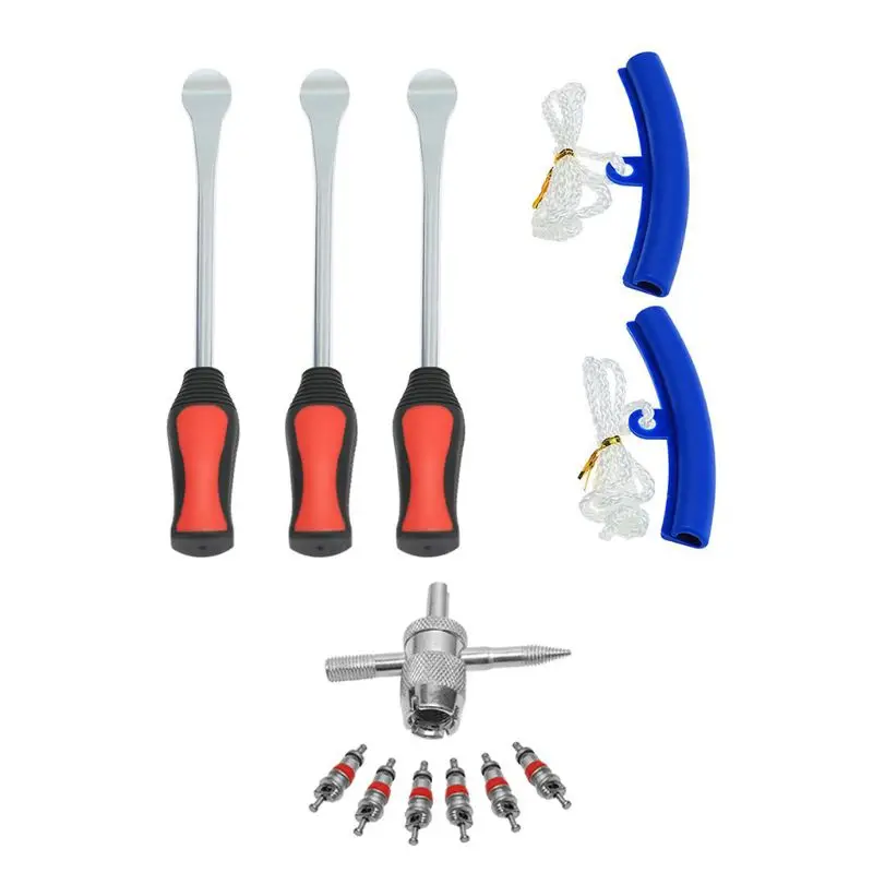 

Tire Spoon Lever Iron Tool Kits Motorcycle Bike Professional Tire Change Kit With 6 Valve Cores