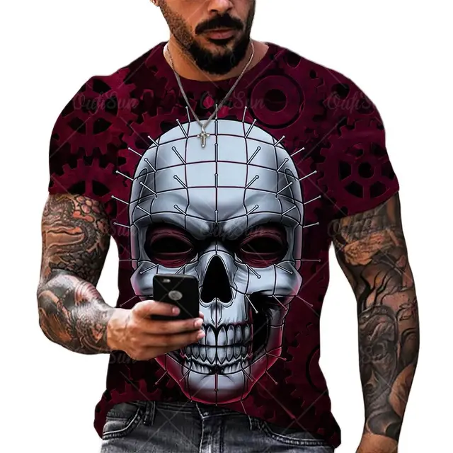 2021 Summer New Men’s 3D Skull Print T-shirt Casual Stylish Breathable O-neck Short-sleeved T-shirt OFSM-01206
