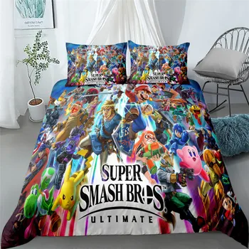 

mario bros ultimate children bedding set single twin double queen king cal king size bed linen set
