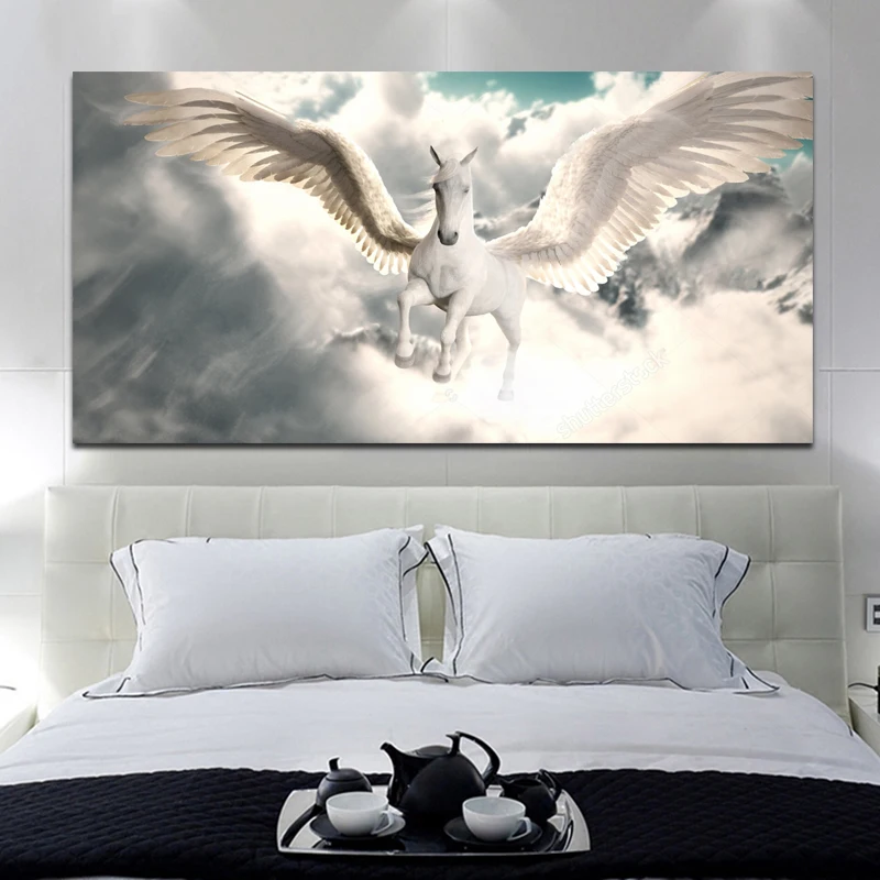 

RELIABLI ART Abstract Horse Wing Fly in the sky Canvas Painting Wall Pictures For Living Room Modern Decoration Posters No Frame