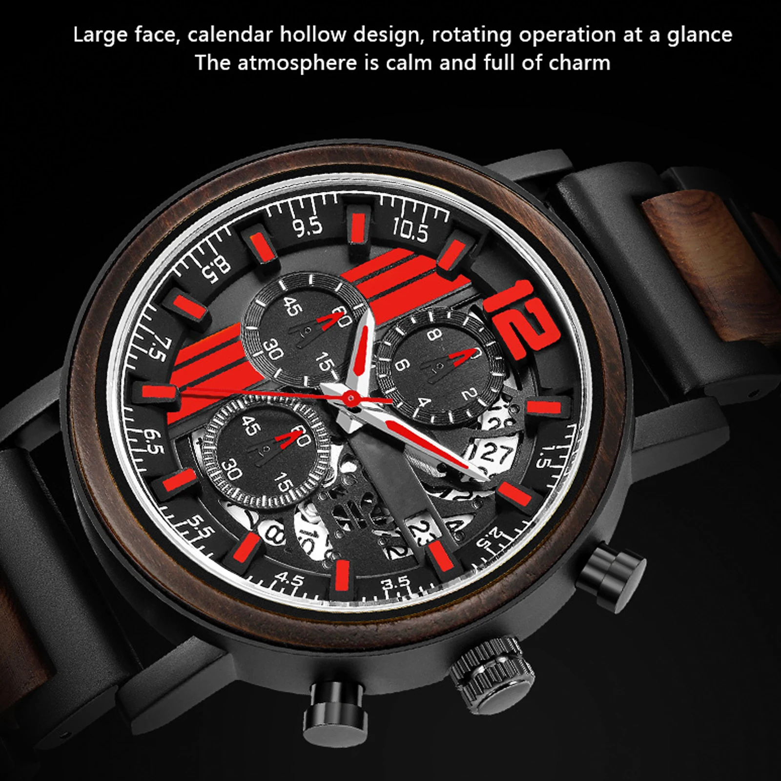 Relogio Masculino Business Men Watch Metal Wooden Wristwatch Chronograph Auto Date Display Timepiece Male Dropshipping