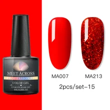 MEET ACROSS 8 мл блеск УФ набор гель-лаков для ногтей чистый цвет впитывающийся гель лак для ногтей Полупостоянный лак для ногтей блестки гель