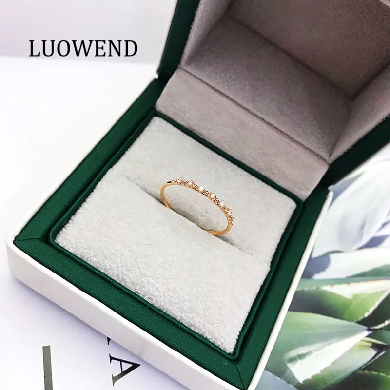 LUOWEND 18K розовое золото (AU750) женское кольцо сертифицированное Золотое круглые