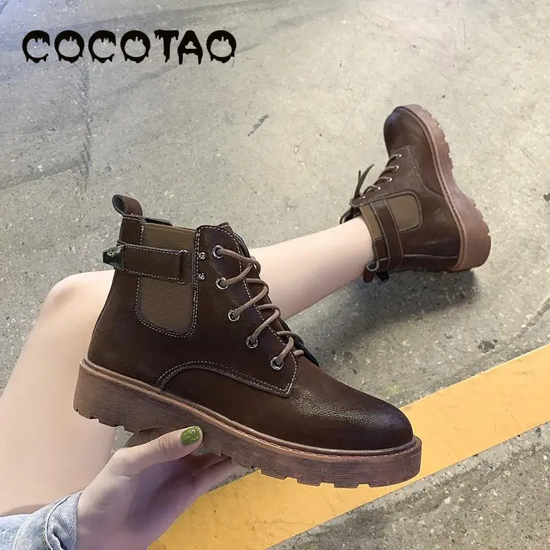 

Martins Boots Women 2019 New England Style Joker Thick Bottom Lace-up Students Retro Handsome Short Autumn And Winter Boots 35