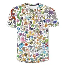 Футболка с 3D принтом pokemon Pikachu, мужские и женские топы, забавные летние свободные футболки с рукавами, большие размеры, S-6XL, новинка