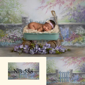 

Newborn Portrait Photo Backdrop Fairy Garden Spring Photography Background Baby Kids Photo Shoot Floral Backdrops