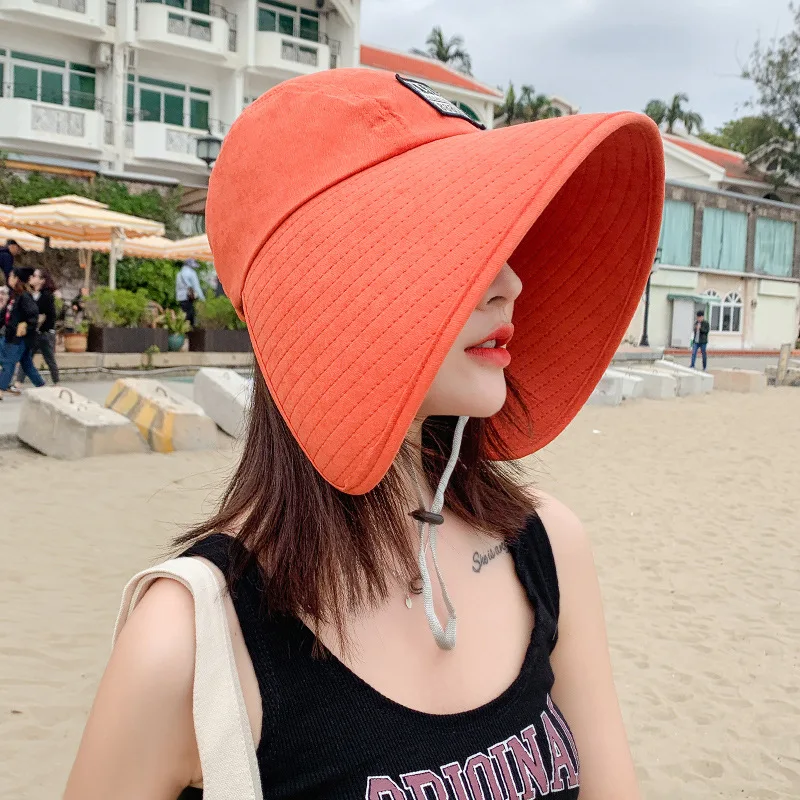 K58 Women's hat Summer Hat UV Protection Fashionable Big Brim Sun protectionCap Beach Sunhats Ponytail Hat Travel Visor Panama sun hat women hat
