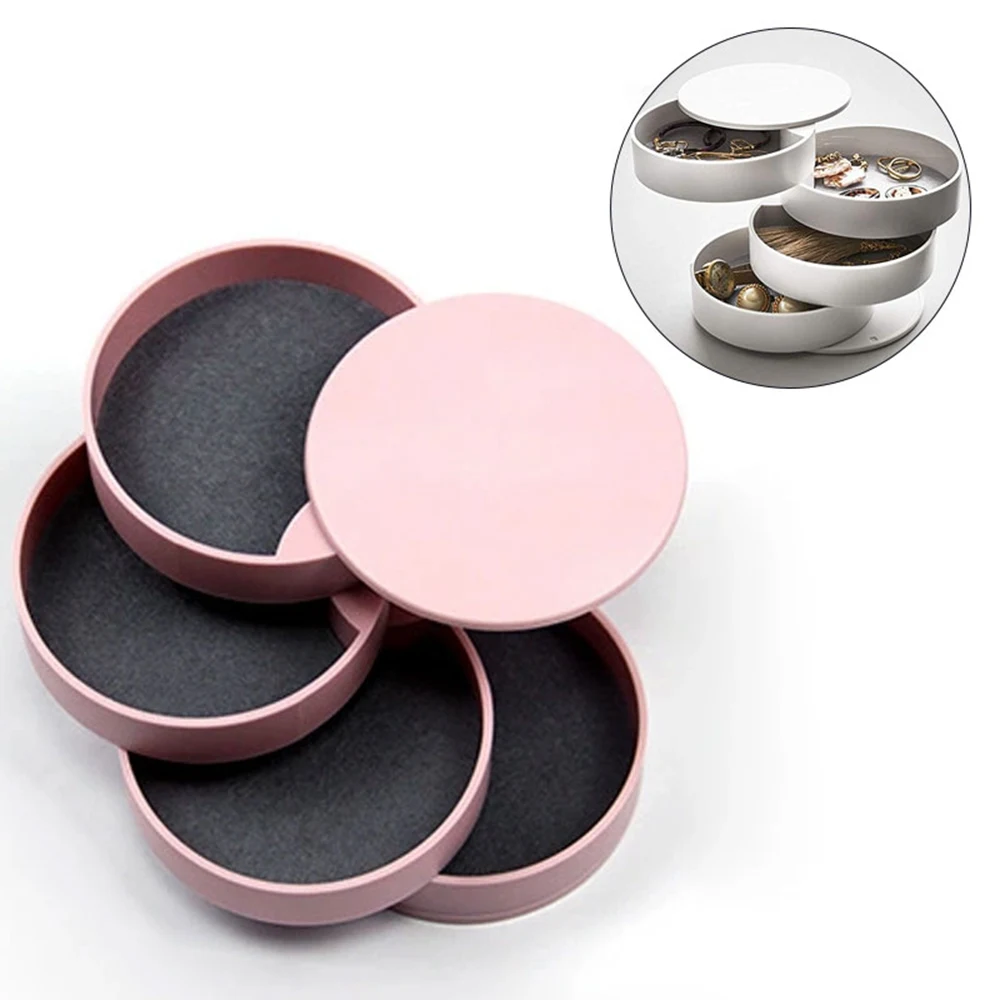 

New Brief Large Capacity Jewelry Box 360 Degree Rotation For Earrings Ring Necklace Lady Cosmetic Storage Box Jewelry Organizer