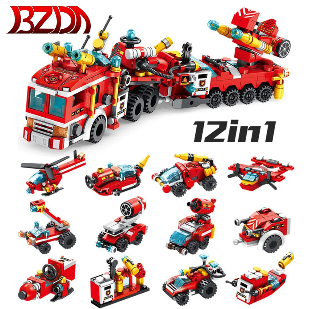 

BZDA 2020 New Lifeboat Toy Building Block City Fire Brigade 12 in 1 Soldier Assembly DIY Creative Gift For Children Series