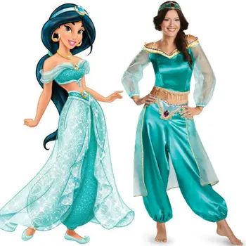 

2019 New Halloween Costume Aladdin Magic Lamp Princess Jasmine Adult Cosplay Costume Female High Quality Party Costume Outfit