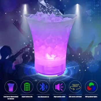 

Ice Bucket Drinks Color Changing Party Supplies Kitchen Tools KTV Bluetooth Speaker Portable For Beers Bar With LED Light