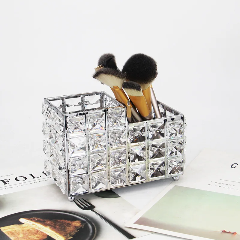 1Pc Nordic Crystal Makeup Brush Holder Desktop Eyebrow Pencil Storage Bucket Jewelry Cosmetic Organizer
