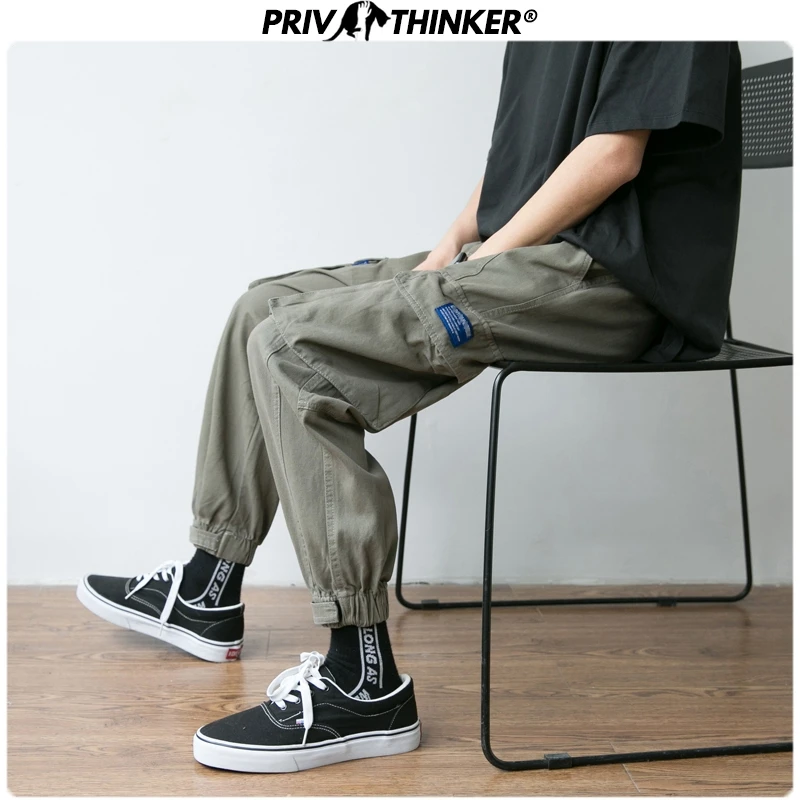

Privathinker Men Spring Safari Style Cargo Pants Men's Casual Japanese Joggers Male Korean Trousers Fashion Clothing