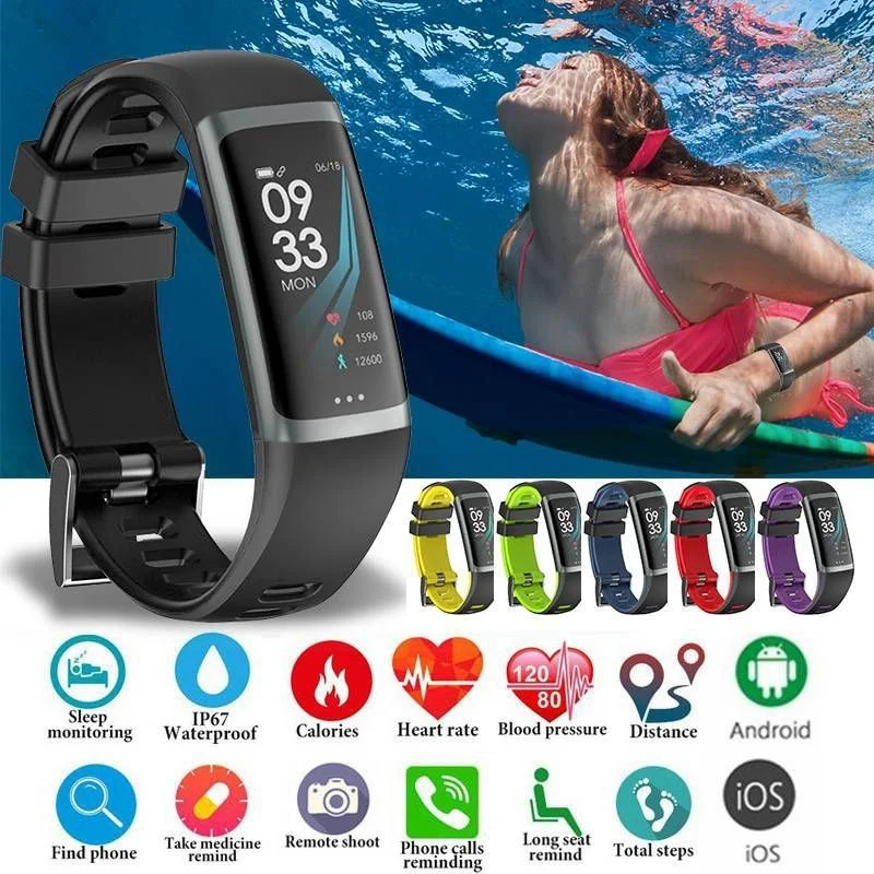 

Slimy G26 Smart Bracelet Color Screen IP67 Waterproof Heart Rate Blood Pressure Oxygen Multi Sport Mode Smart Band For Men Women