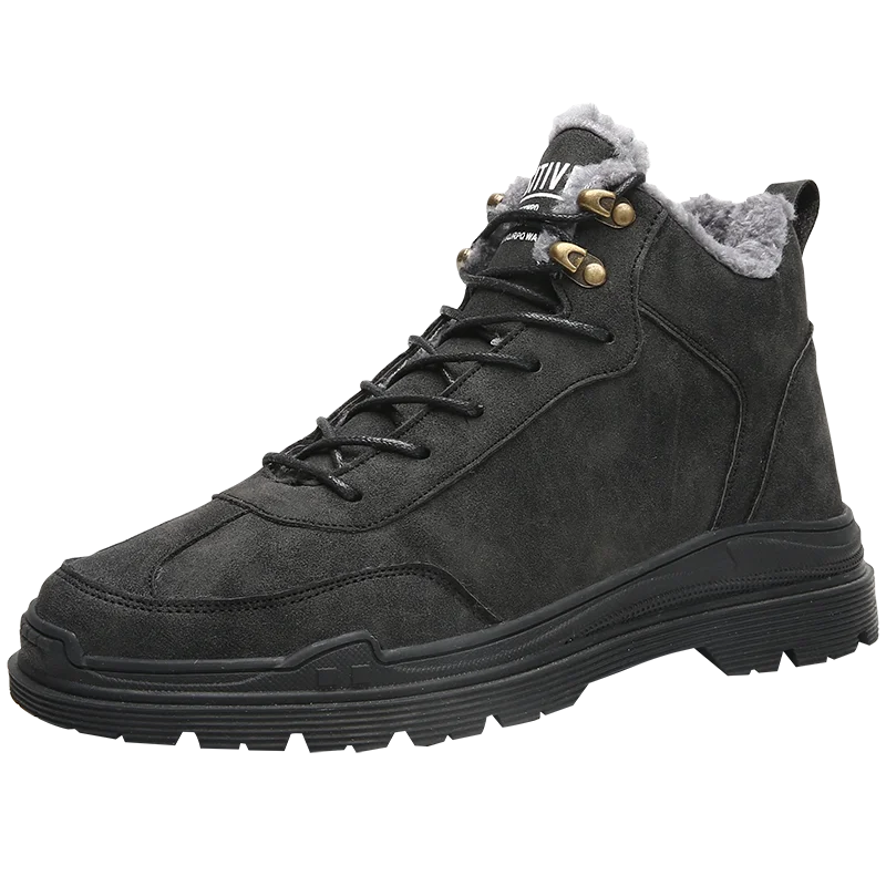 Men Tactical Boots Winter Leather Special Force Desert Ankle Combat Boots Men Leather Snow Boots Army Footwear Big Size - Color: Black