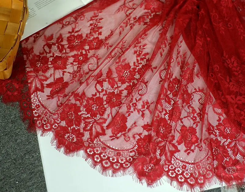 3 м/лот классический дизайн нейлоновое платье ресницы кружевной отделкой мягкий черный белый красный розовый темно-синий французский двусторонний Шантильи кружевная ткань 70 см
