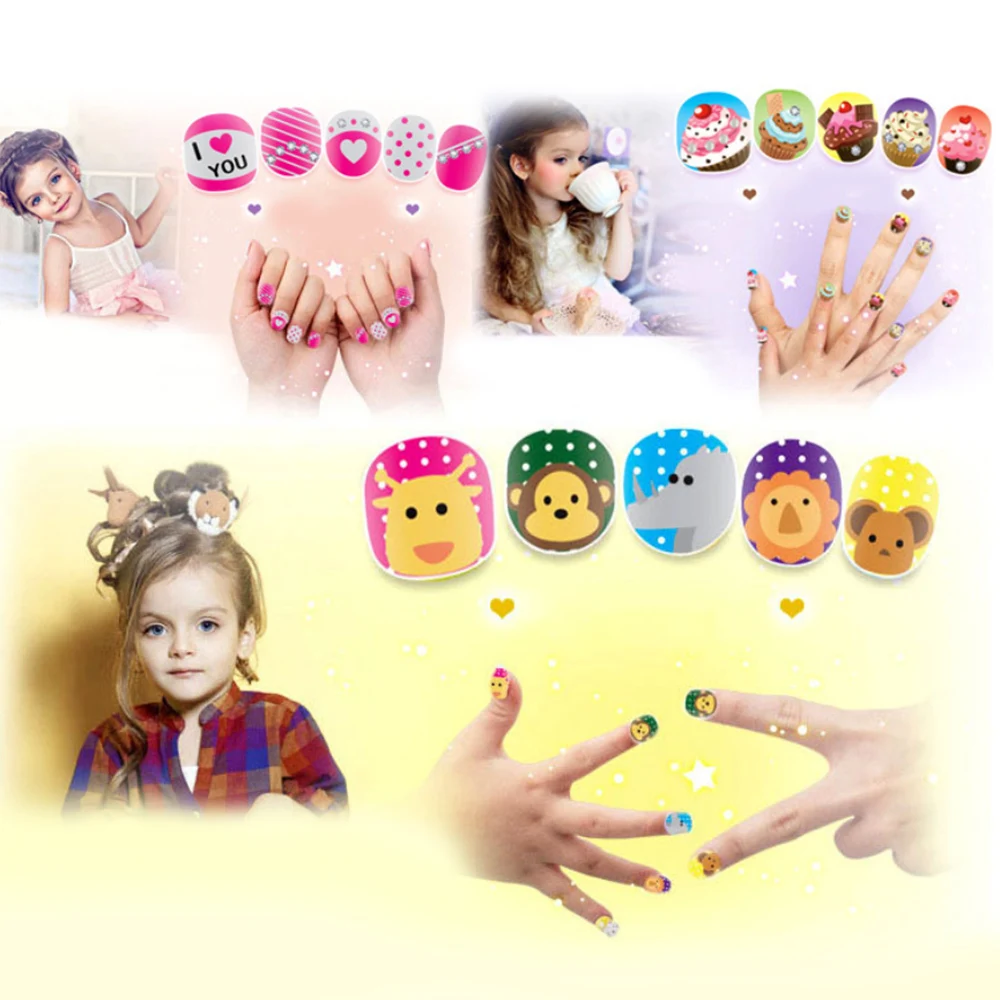 Girls Pretend Play DIY Nail Stickers Makeup Wrap Set Toy Girl Nail Cartoon Nail Stickers Nail Patch Handmade Toys Birthday Gifts