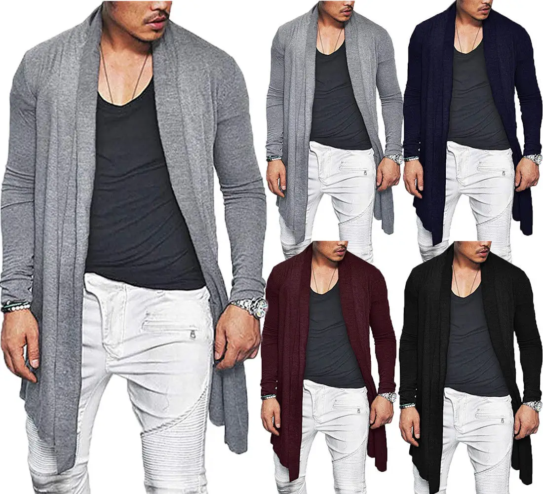 US Mens Winter Warm Long Wrap Cardigan 