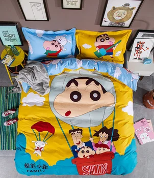 

Anime Crayon Shin-chan Bedding Set Kids High-quality Cotton Autumn Duvet Cover Bed Sheet Pillowcases 3/4pcs Twin Queen size 2019