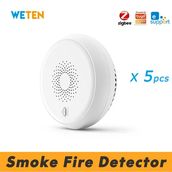 Tuya eWeLink Zigbee 연기 감지기 스마트 화재 경보 센서, Tuya 허브와 함께 작동 Sonoff Zigbee Bridge, Home Assistant Zigbee2mqtt