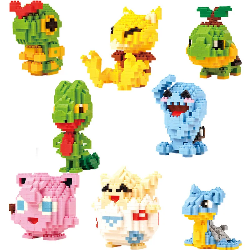 LNO Micro Brick Treecko Jigglypuff Togepi Caterpie Wobbuffet Turtwig DIY Mini Building Blocks Pokemon Figures Toys For Kids
