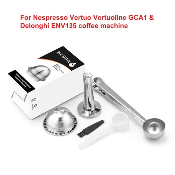 

Refillable Coffee Capsule Pod Filter Dripper Tamper Stainless steel Compatible with Nespresso GCA1 ENV135 Coffee Machine
