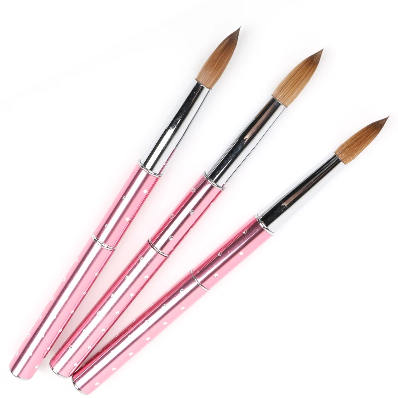 ANGNYA 1 Pcs Acrylic Nail Art Brush Kolinsky Sable Hair Brush Manicure Powder Crystal Handle Pro Nail Drawing Pen Nail Art Tools 4
