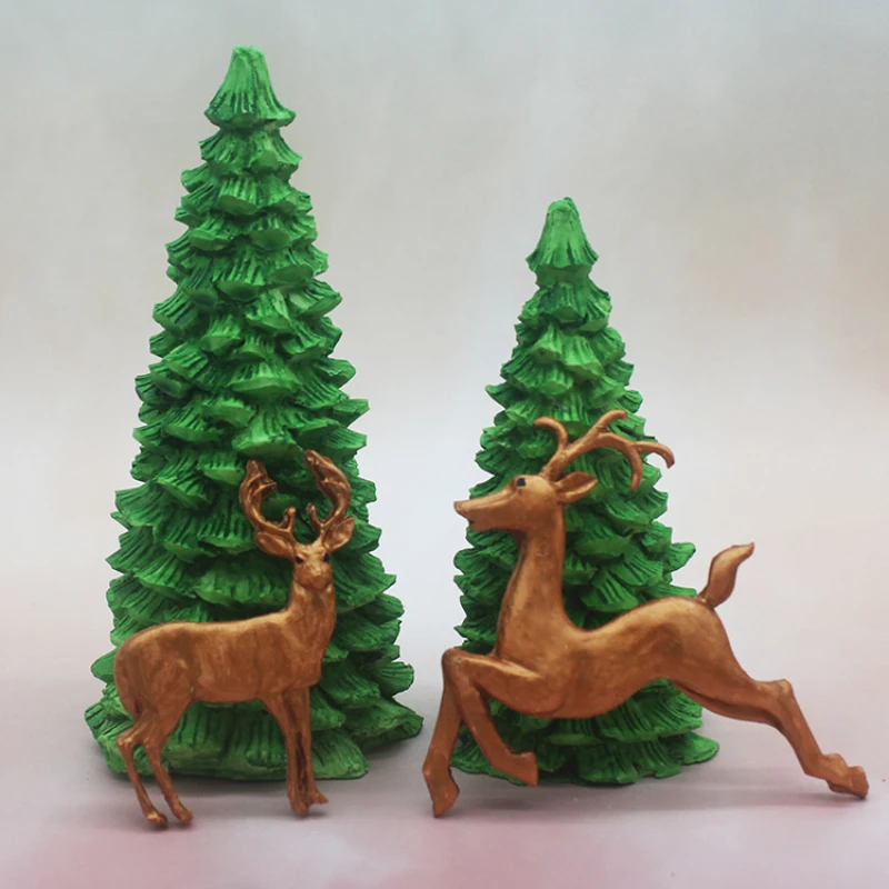 3D Silicone Christmas Tree Deer Fondant Chocolate Mold Cake Decorating Mould New 