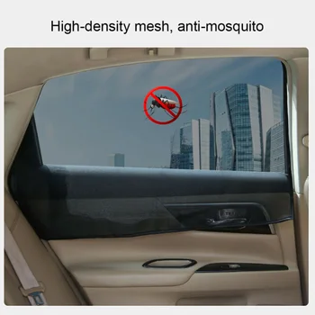 

Black Sunshade Mesh Shield UV Protection Mesh Fabric Magnetic 4Pcs Auto