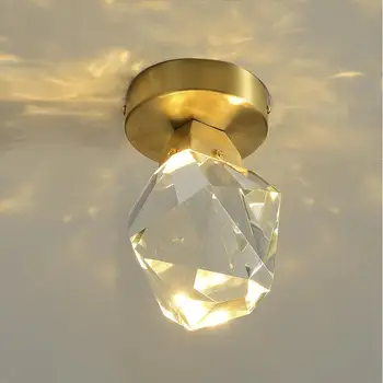 

New Crystal Ceiling Lamp Corridor Lamp Aisle Lamp Creative Entrance Home Lamp Cloakroom Copper Simple Small Ceiling Lamp