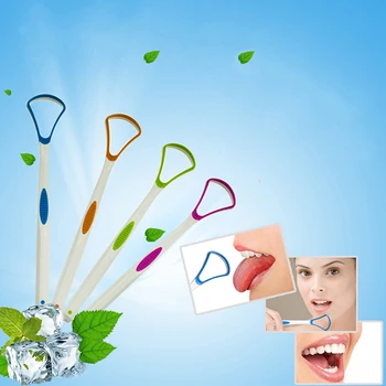 

Tongue Cleaner Silica Handle Oral Hygiene Dental Care Cleaning Bad Breath New Hot Away Hand Scraper Brush Random Color