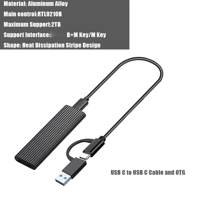 M2 NVME Case  to USB 3.1 Case 10Gbps Dual Protocol Ssd Adapter M.2 PCIe Express NGFF SATA Box SSD Enclosure with OTG for M.2 SSD computer hard drive box HDD Box Enclosures