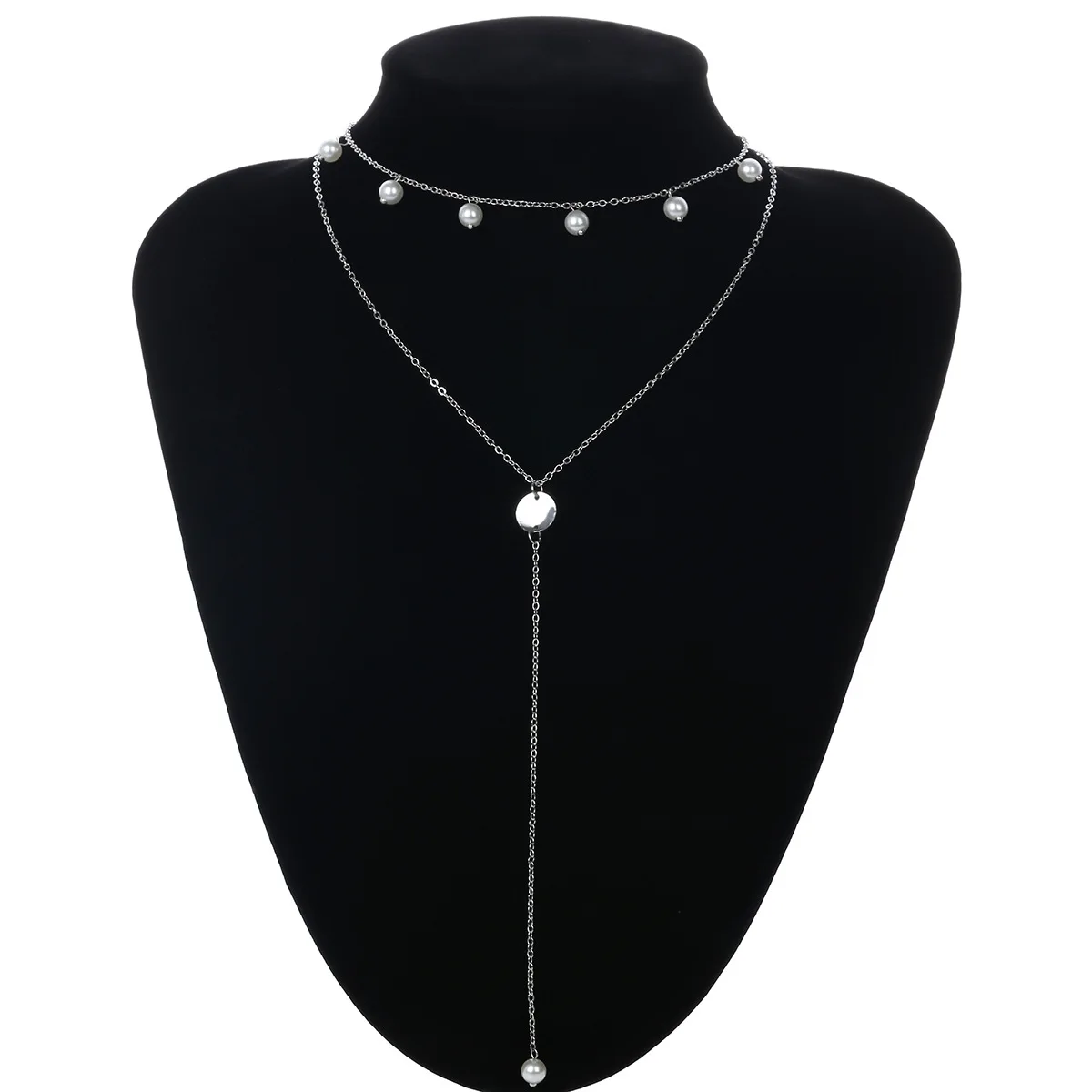 Multi lens necklace with pearl necklace SAUTOIR in fashion business