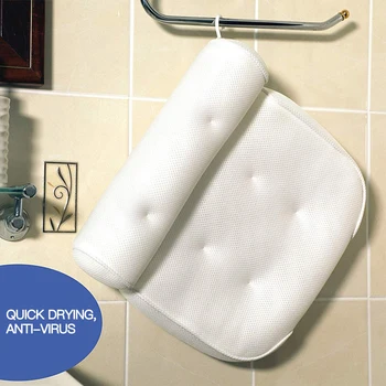 

Soft 3D Mesh Spa Bath Pillow Bathroom With Suction Cup Spa Bathtub Pillow Deep Spongy Cushion Relaxing Bathroom Accessories
