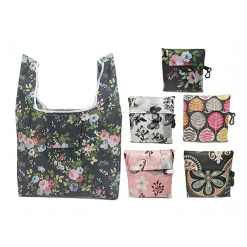 

Printing Foldable Shopping Bag Large Eco Reusable Portable Shoulder Handbag for Travel Grocery Waterproof Folding Pouch