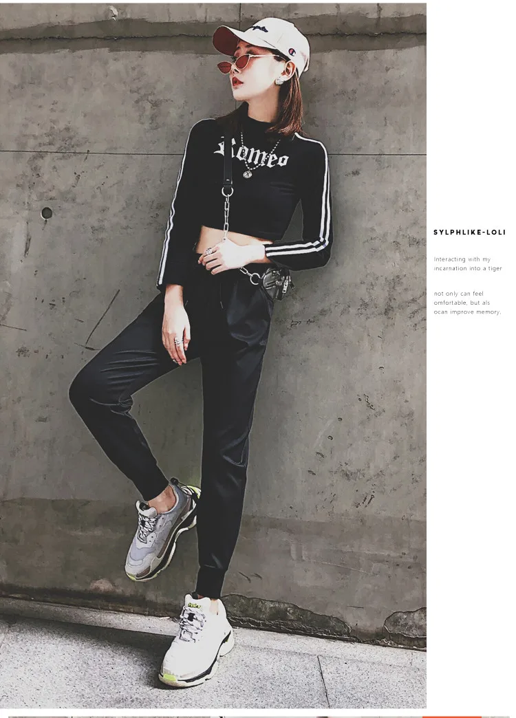 BIVIGAOS New INS Trendy Fashion White Stripe Sports Pants Joggers Women Sweatpants Spring Autumn Slimming Casual Harem Pants