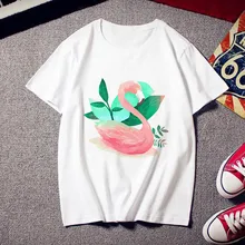Best Price Flamingo beauty trendy T-shirt ladies print fashion 90s Harajuku short-sleeved T-shirt white retro summer T-shirt top Best Price Flamingo beauty trendy T-shirt ladies print fashion 90s Harajuku short-sleeved T-shirt white retro summer T-shirt top