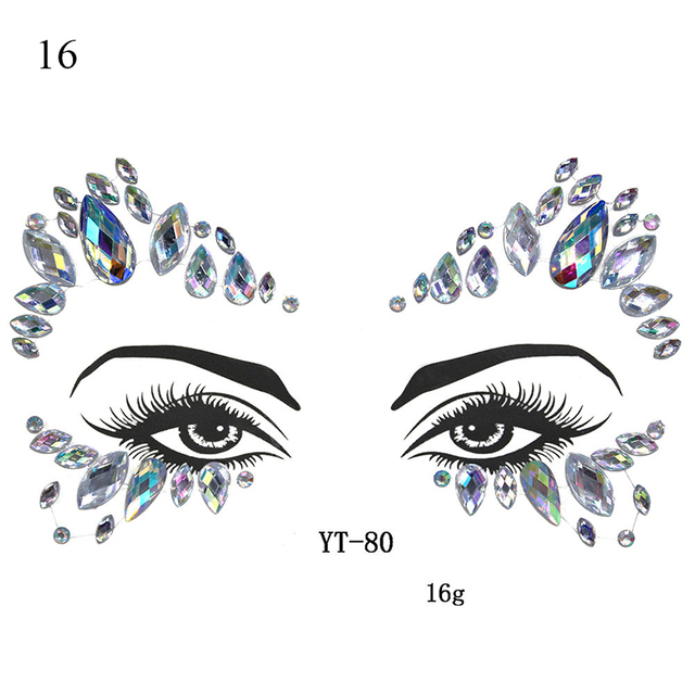 Crystal Tattoo Sticker Drill Stickers Eyes Sticker Party Face Stickers Face Decoration Diamond Masquerade Temporary Tattoo