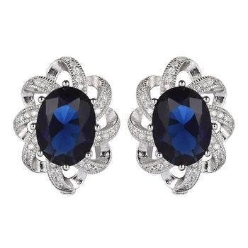 

Eulonvan luxury 925 sterling silver Engagement Wedding Earrings For Women Jewelry & Accessories Dark Blue Cubic Zirconia S-3702