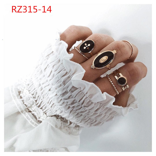 Gold Ring Set Teen Girls Matching Rings for Women Anillos Jewelry Sets Bague Femme Ringen Bohemian Heart Rings Woman